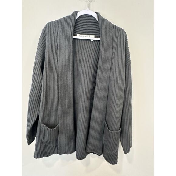 8Os Bill Blass Knit Open Cardigan Sweater Large 100% Merino Wool Vintage 2204 - Picture 1 of 6